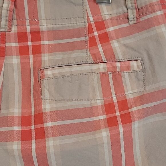 Old Navy plaid khakis 3 1/2 shorts - orange & tan Women's Size 4 - Picture 5 of 10